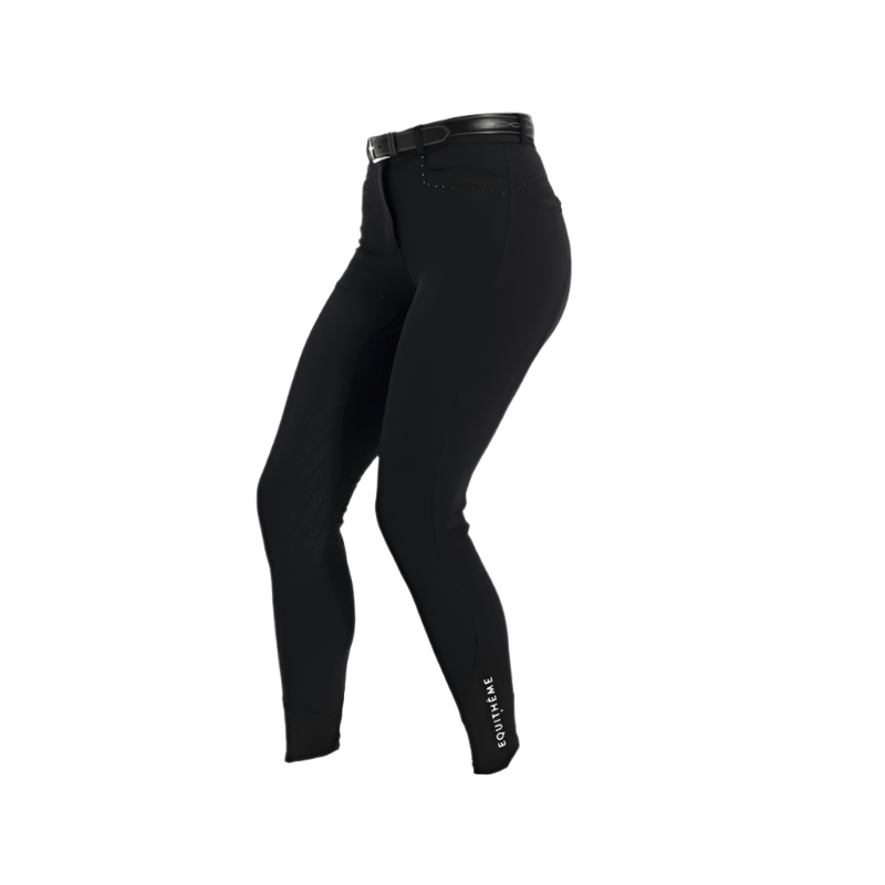 Equithème - Pantalon d'équitation femme Safir noir/ bleu | - Ohlala