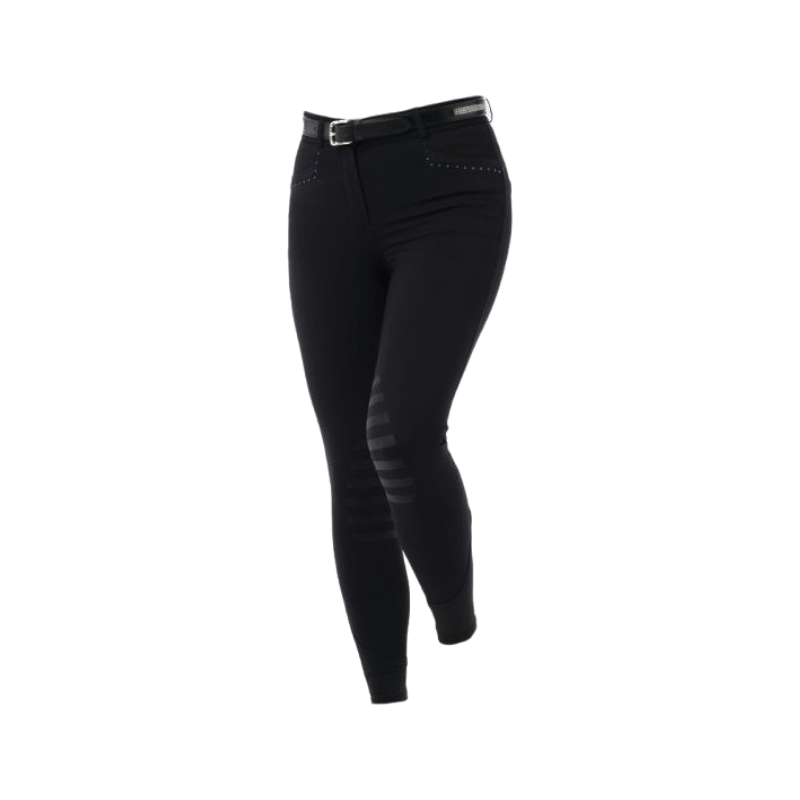 Equithème - Pantalon d'équitation femme Safir noir/ bleu | - Ohlala