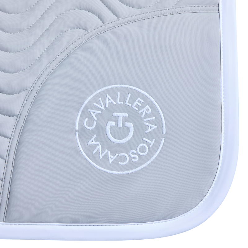 Cavalleria Toscana - Tapis de selle Double Orbit Wave Quilted light grey et blanc | - Ohlala
