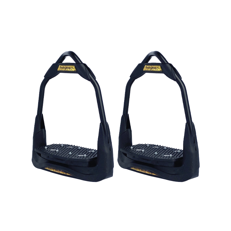 Freejump - Étriers Air's Full black plancher plat / oeil orienté / gold Dressage édition | - Ohlala