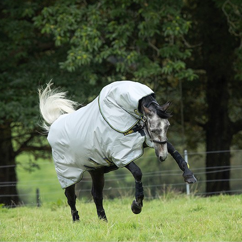 Horseware - Couverture d'extérieur Rambo Duo Bundle gris/ or/ marine 100g avec doublures incluses 300g + 100g | - Ohlala