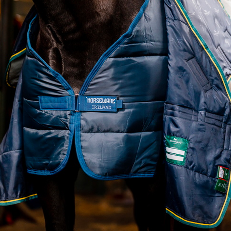 Horseware - Couverture d'extérieur Rambo Duo Bundle gris/ or/ marine 100g avec doublures incluses 300g + 100g | - Ohlala