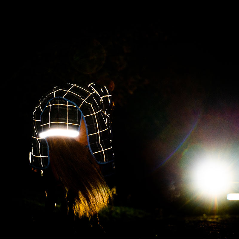 Horseware - Couverture d'extérieur Rhino Plus à carreaux marine | - Ohlala