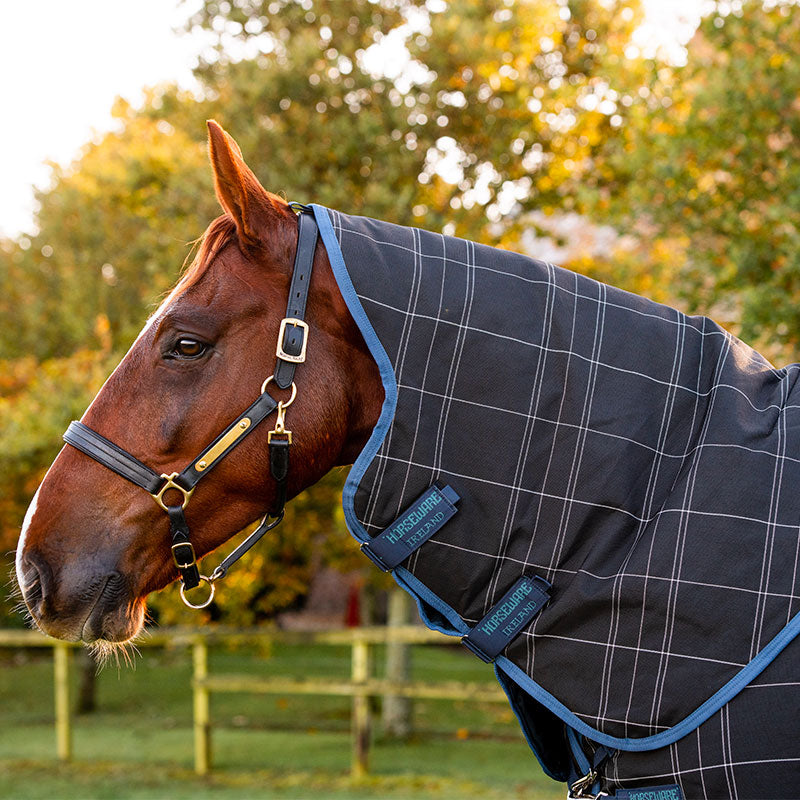 Horseware - Couverture d'extérieur Rhino Plus à carreaux marine | - Ohlala