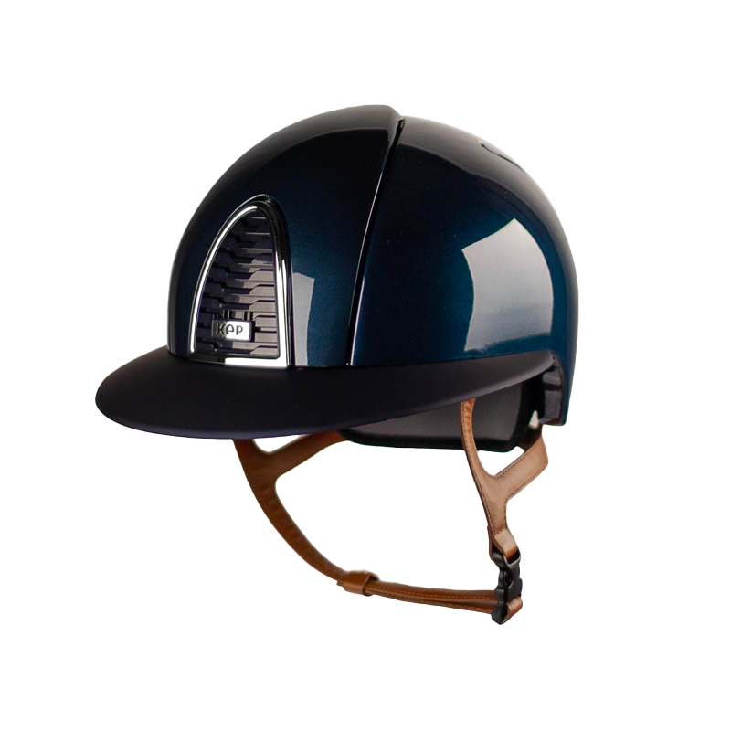 KEP - Casque équitation Cromo 2.0 Shine blue polo jugulaire beige | - Ohlala