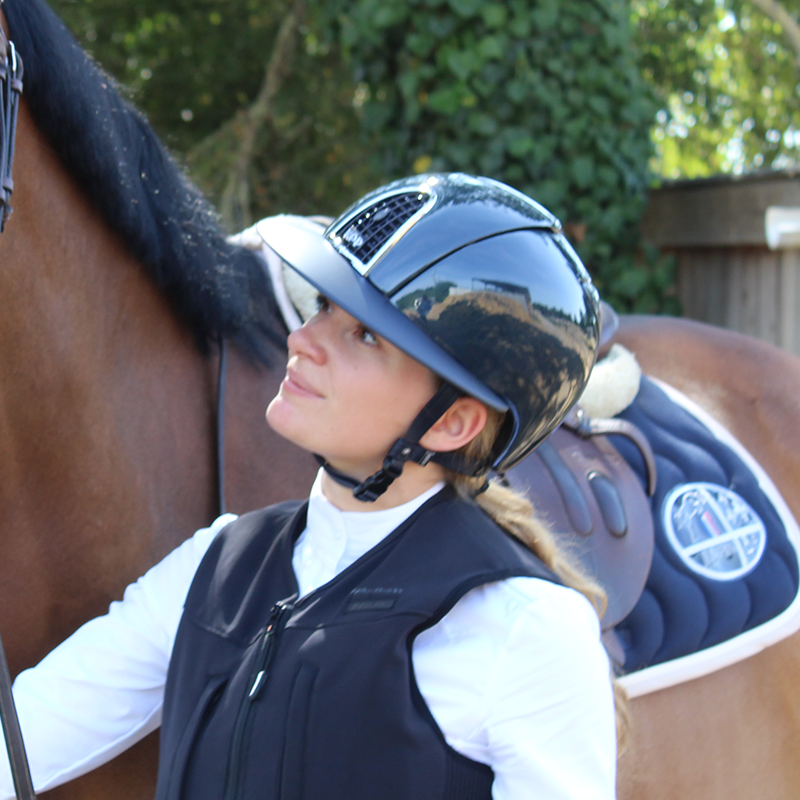 KEP - Casque d'équitation Cromo Shine marine visière polo | - Ohlala