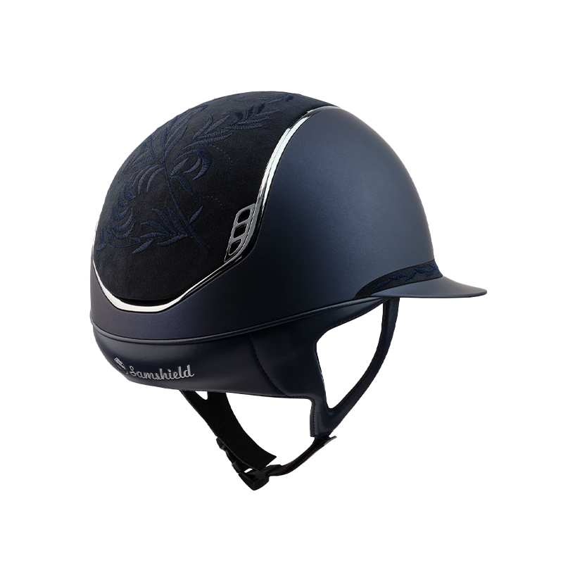 Samshield - Casque d'équitation Miss Shield 2.0 Shadowmatt bleu Flower Embroidery | - Ohlala