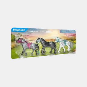 Playmobil - 3 chevaux Frison/ Knabstrupper/ Andalou | - Ohlala