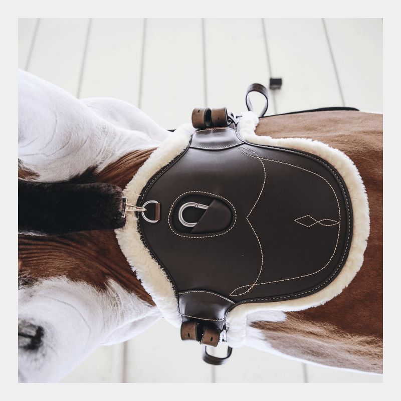 Kentucky Horsewear - Sangle bavette courte mouton marron | - Ohlala