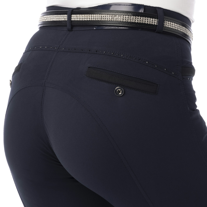 Equithème - Pantalon d'équitation enfant Safir marine/ noir | - Ohlala