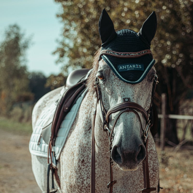 Antarès Sellier - Bonnet crochet Logo Écusson marine