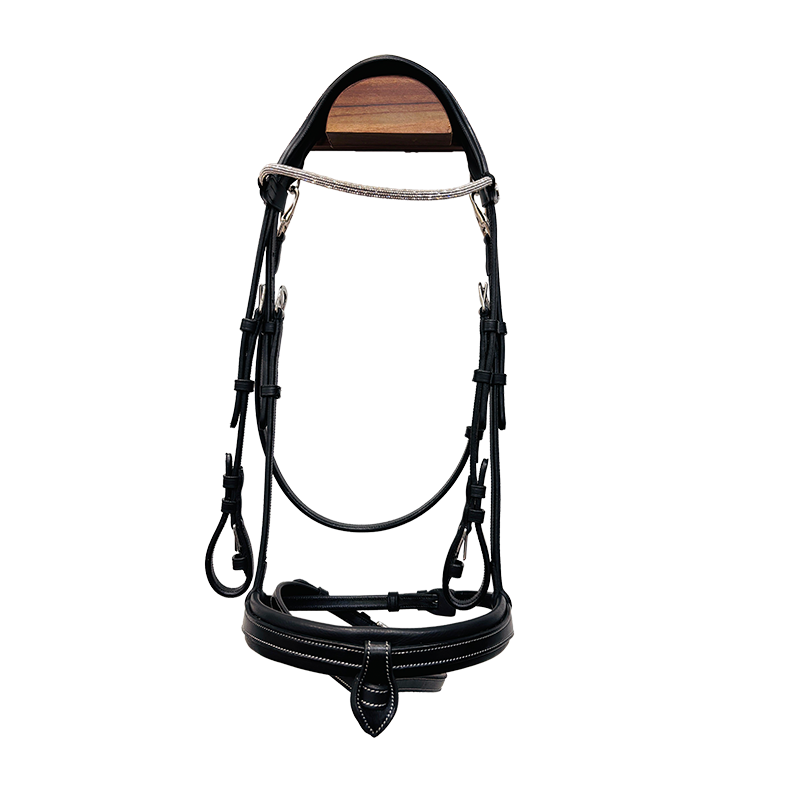 Flags & Cup - Bridon muserolle combinée Geneve noir/ argent