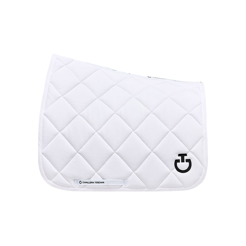 Cavalleria Toscana - Tapis de dressage Diamond Quilted Jersey blanc et logo noir | - Ohlala