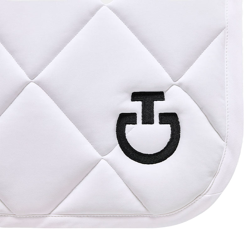 Cavalleria Toscana - Tapis de dressage Diamond Quilted Jersey blanc et logo noir | - Ohlala