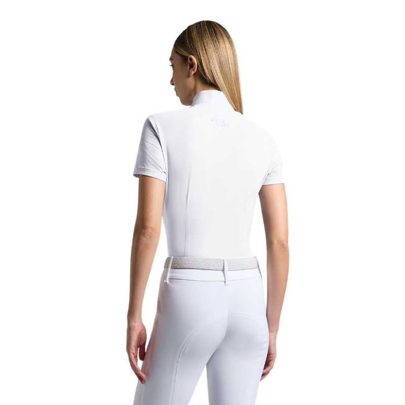 Cavalleria Toscana - Polo de concours manches courtes femme Perforated Jersey Inserts blanc | - Ohlala