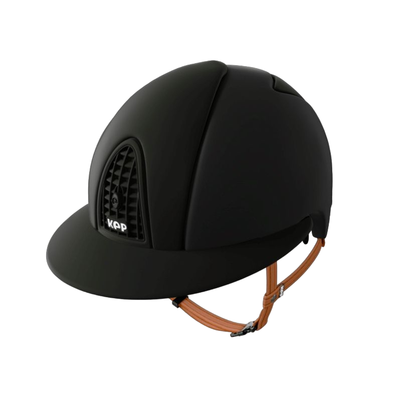 KEP - Casque d'équitation matt noir visière polo jugulaire beige | - Ohlala