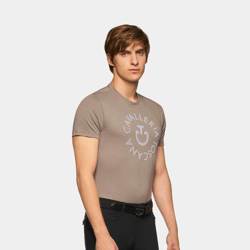 Cavalleria Toscana - T-shirt à col rond homme Orbit Sand Grey | - Ohlala
