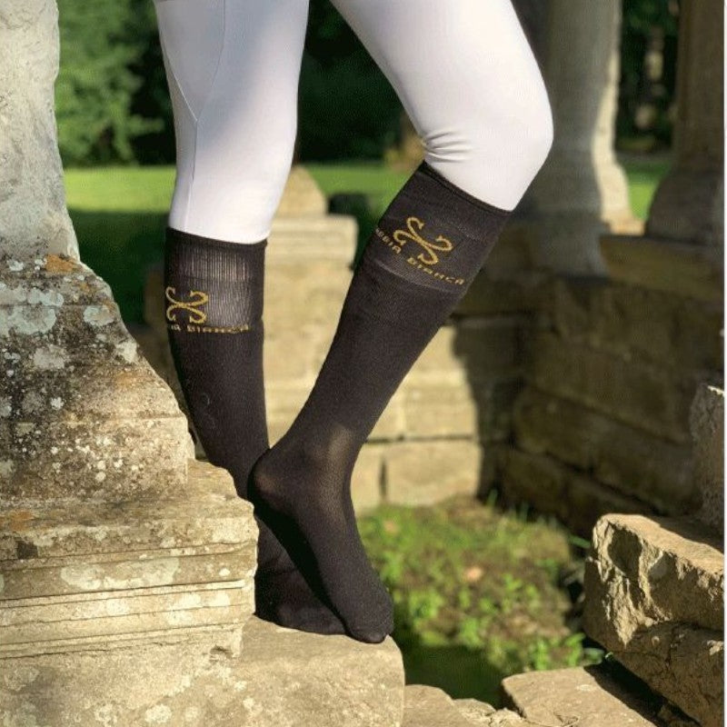 Sabbia Bianca - Chaussettes d'équitation Sabbia noir/ doré (x1)