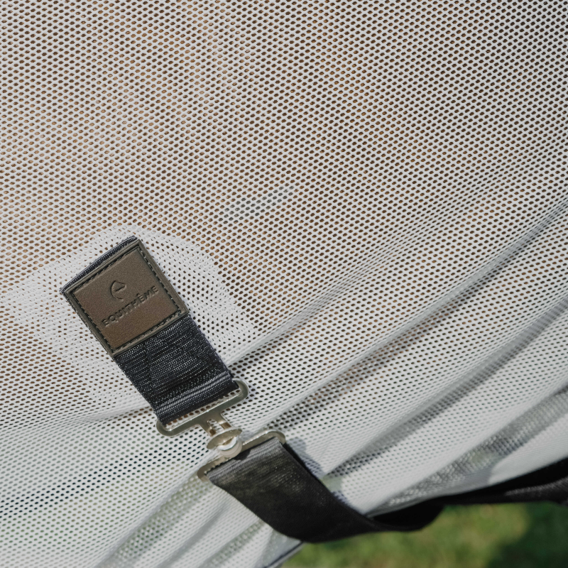 Equithème - Couverture anti-mouches Flycool Combo marine/ blanc | - Ohlala