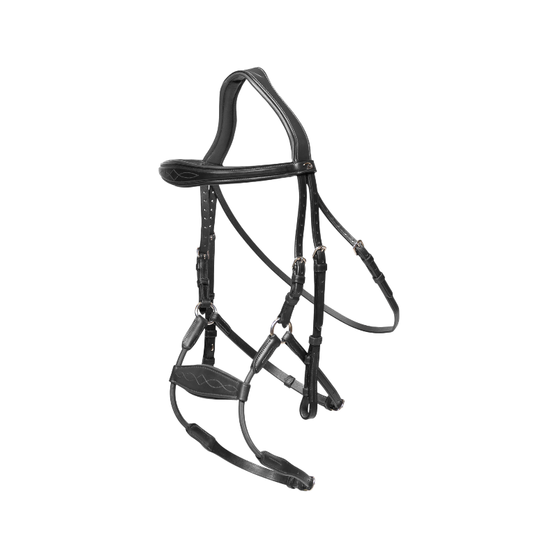 Dyon - Bridon muserolle hybride élastique New English Collection noir | - Ohlala