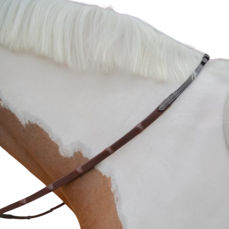 Dyon - Rênes caoutchouc 1/2 avec 7 arrêtoirs intégrés brun | - Ohlala