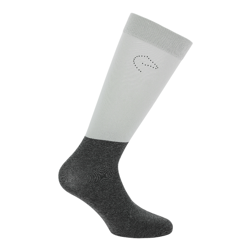 Equithème - Chaussette d'équitation Compet Je t'aime gris x2 | - Ohlala