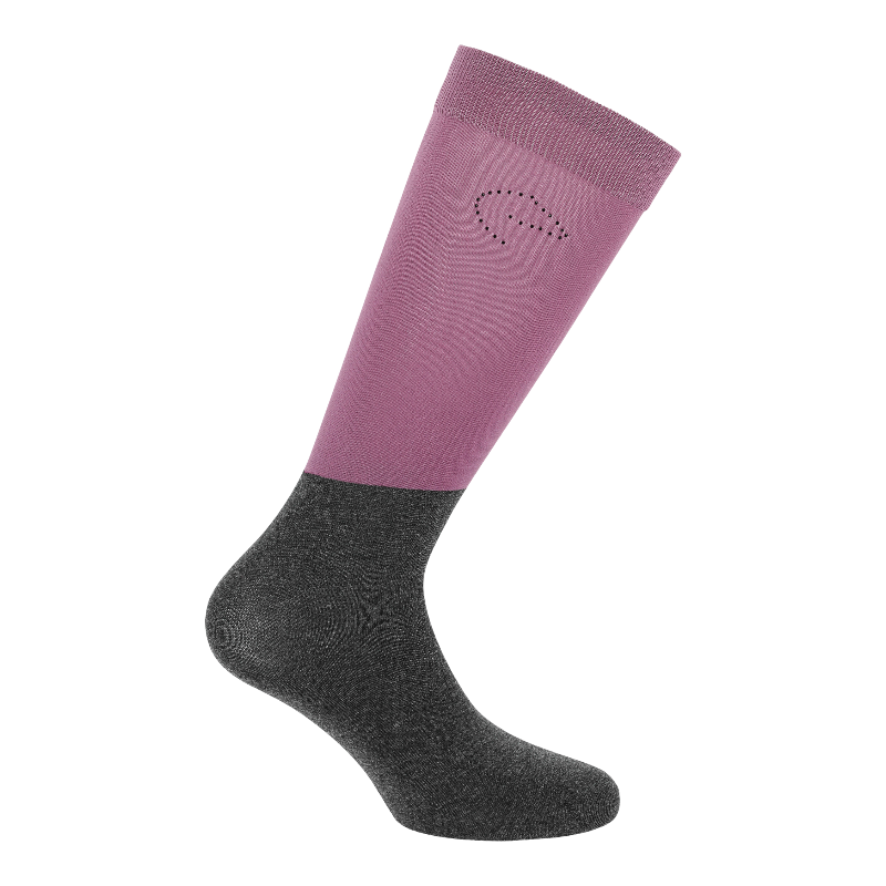 Equithème - Chaussette d'équitation Compet Je t'aime lilas x2 | - Ohlala