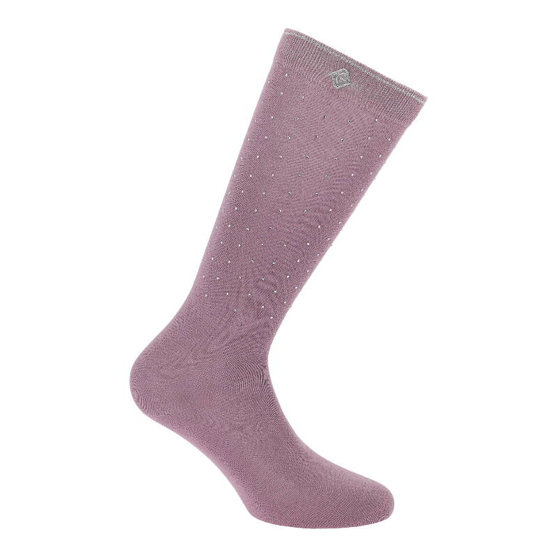 Equithème - Chaussette d'équitation Kamilia Je t'aime lilas | - Ohlala