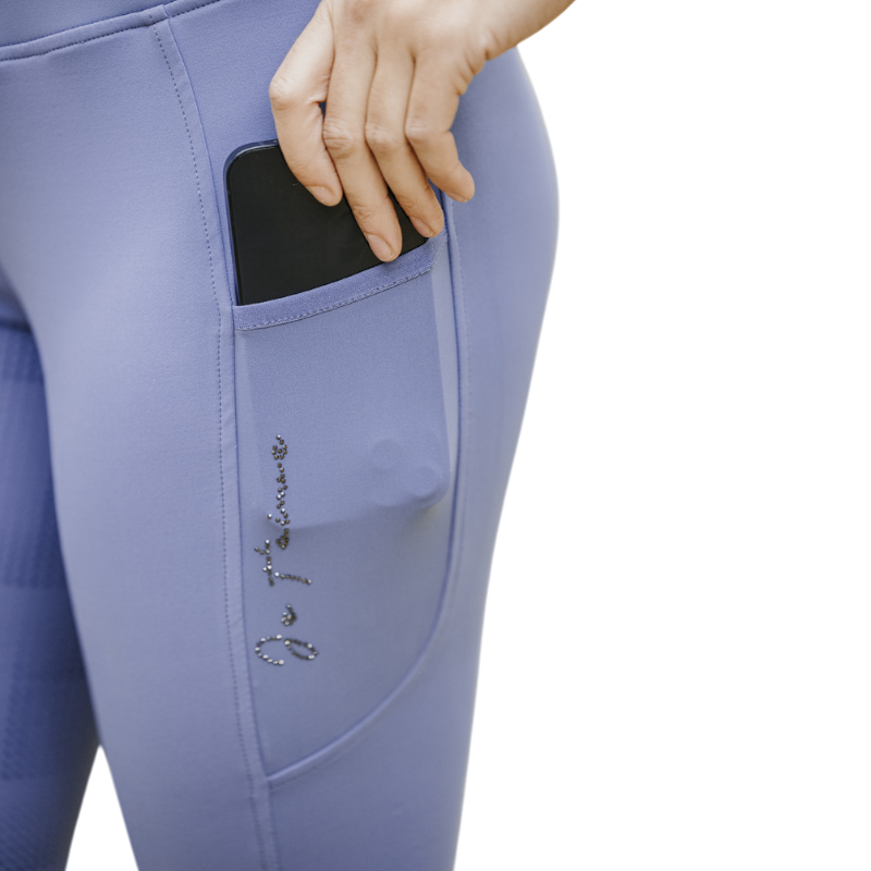Equithème - Legging d'équitation femme Flora Je t'aime violet | - Ohlala
