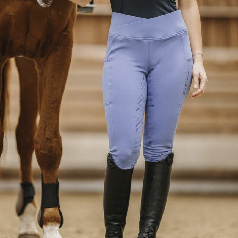 Equithème - Legging d'équitation femme Flora Je t'aime violet | - Ohlala