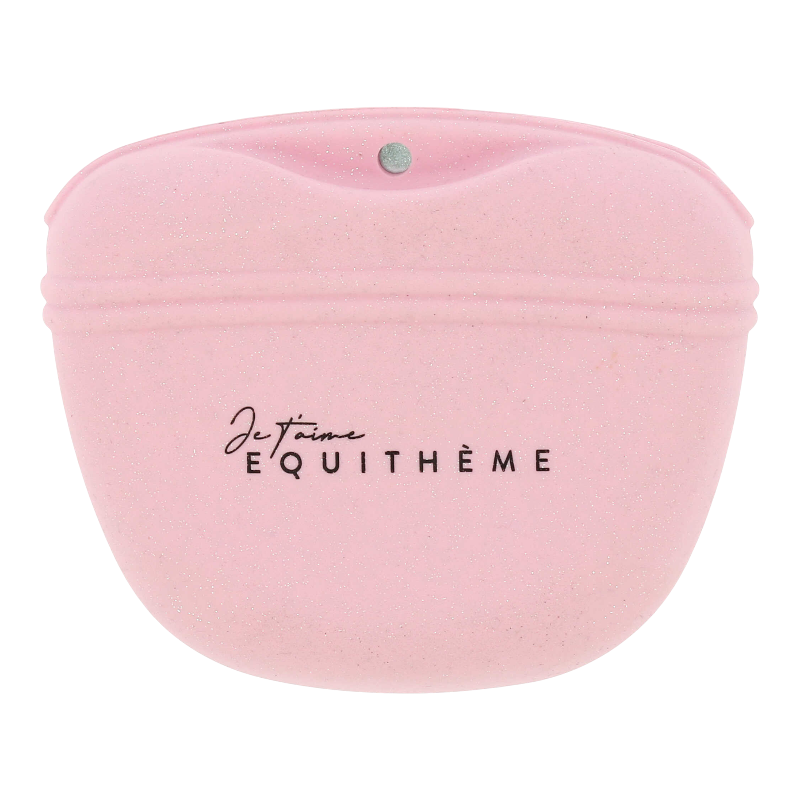 Equithème - Pochette pour friandises en silicone Je t'aime rose