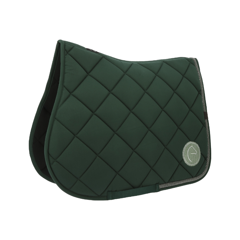 Equithème - Tapis de selle Badge 2.0 vert foncé | - Ohlala
