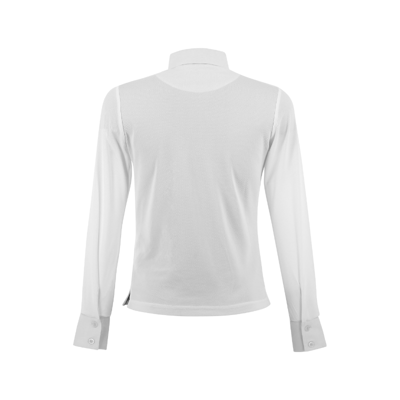 Equithème - Polo de concours manches longues mesh enfant Dany blanc | - Ohlala