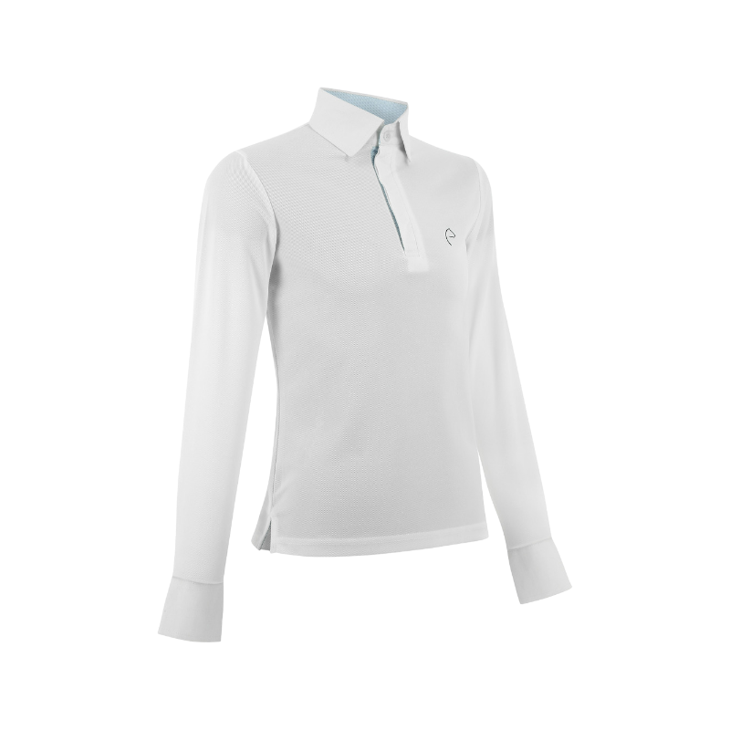 Equithème - Polo de concours manches longues mesh enfant Dany blanc | - Ohlala