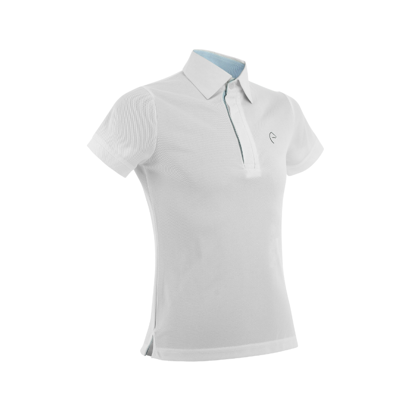 Equithème - Polo de concours manches courtes mesh enfant Edy blanc | - Ohlala