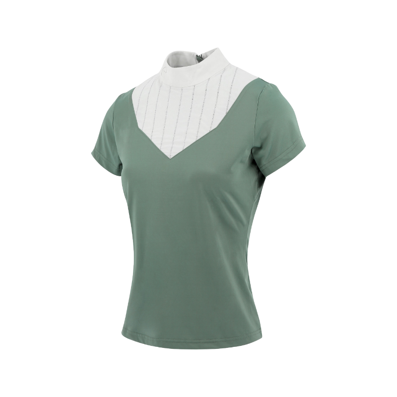 Equithème - Polo de concours manches courtes femme Funza vert sauge | - Ohlala