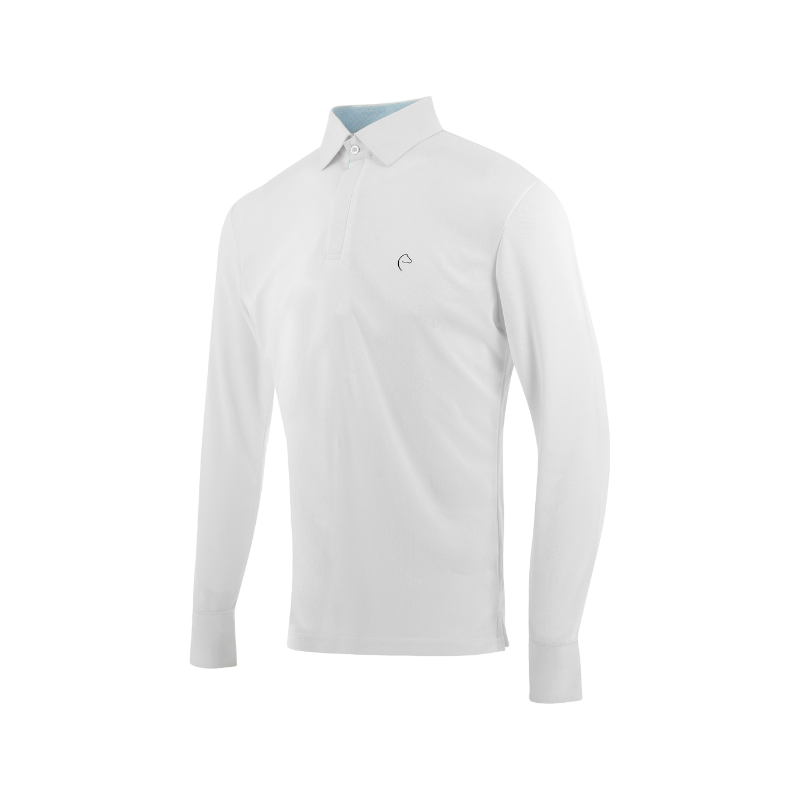 Equithème - Polo de concours manches longues mesh homme Dany blanc | - Ohlala