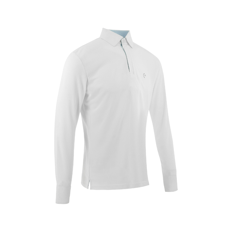 Equithème - Polo de concours manches longues mesh homme Dany blanc | - Ohlala