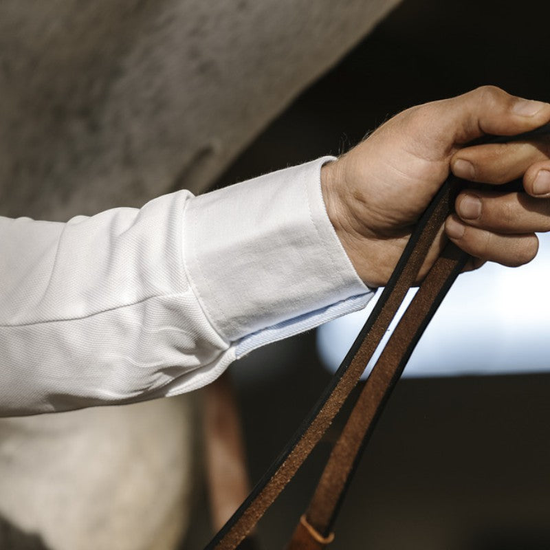 Equithème - Polo de concours manches longues mesh homme Dany blanc | - Ohlala
