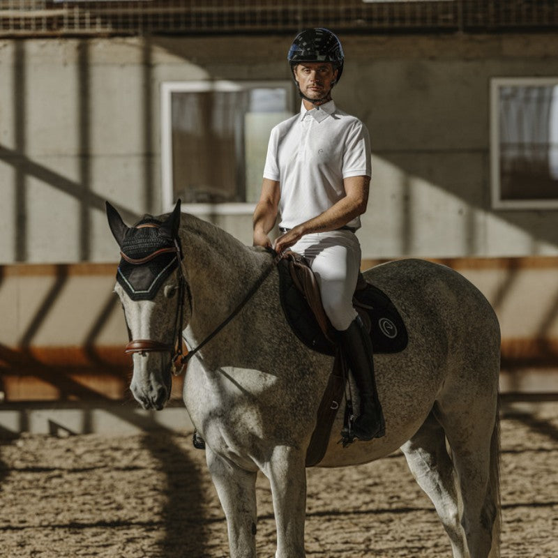 Equithème - Polo de concours manches courtes mesh homme Edy blanc | - Ohlala
