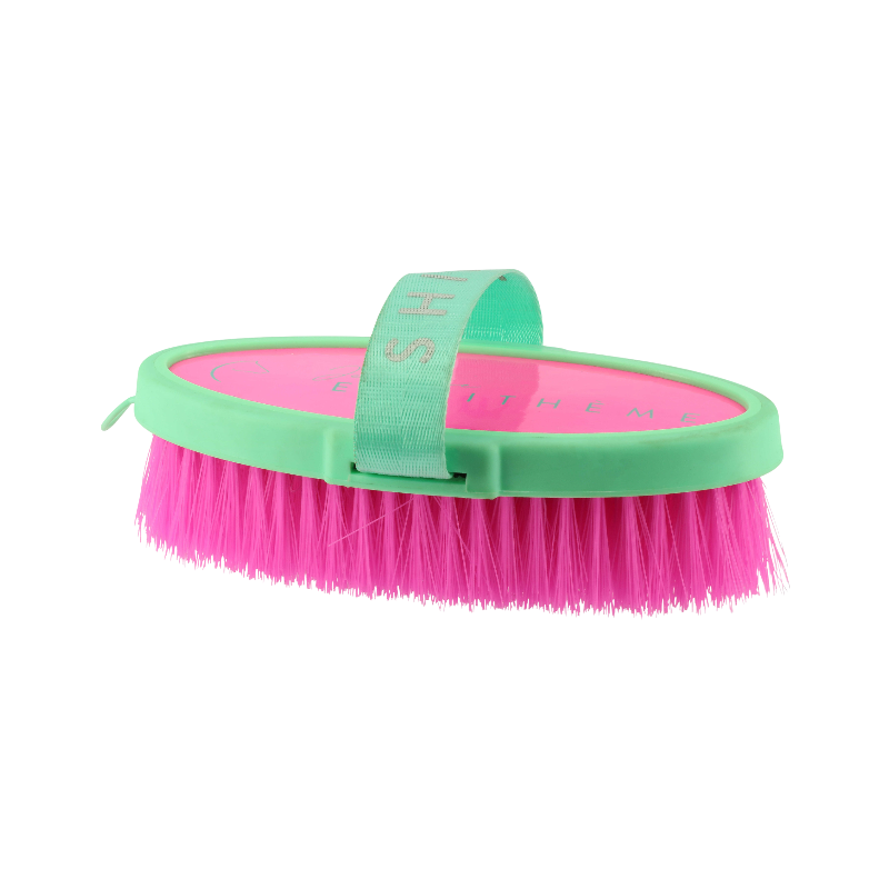 Equithème - Brosse douce Je t'aime rose fluo | - Ohlala