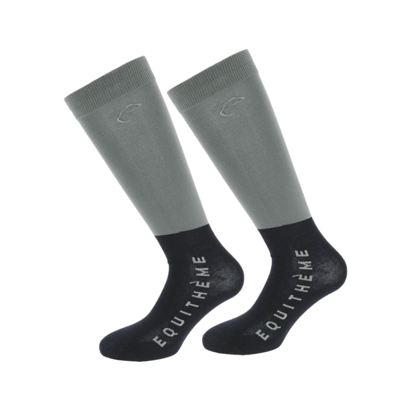 Equithème - Chaussettes d'équitation Compet gris (x2)