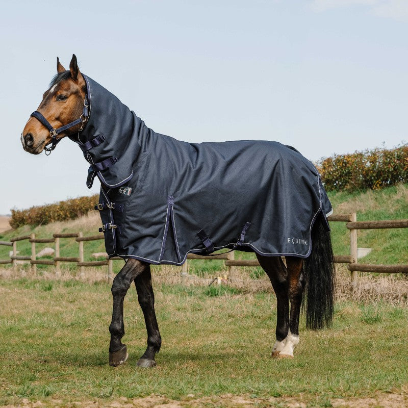 Equithème - Couverture d'extérieur Anatomic Combo 1200D 0g marine | - Ohlala
