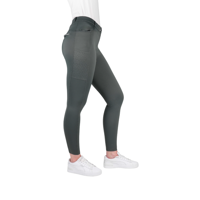 Equithème - Pantalon d'équitation femme Capucine gris/ vert | - Ohlala
