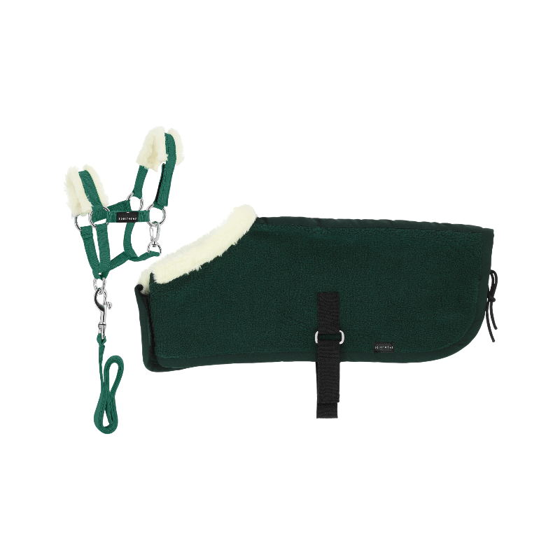 Equithème - Set licol + couverture pour mini poney vert foncé | - Ohlala