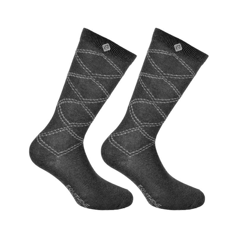 Equithème - Chaussettes d'équitation Sandra anthracite | - Ohlala