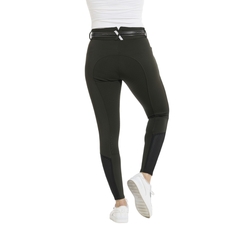 Equithème - Pantalon d'équitation full grip femme Claudine vert forêt