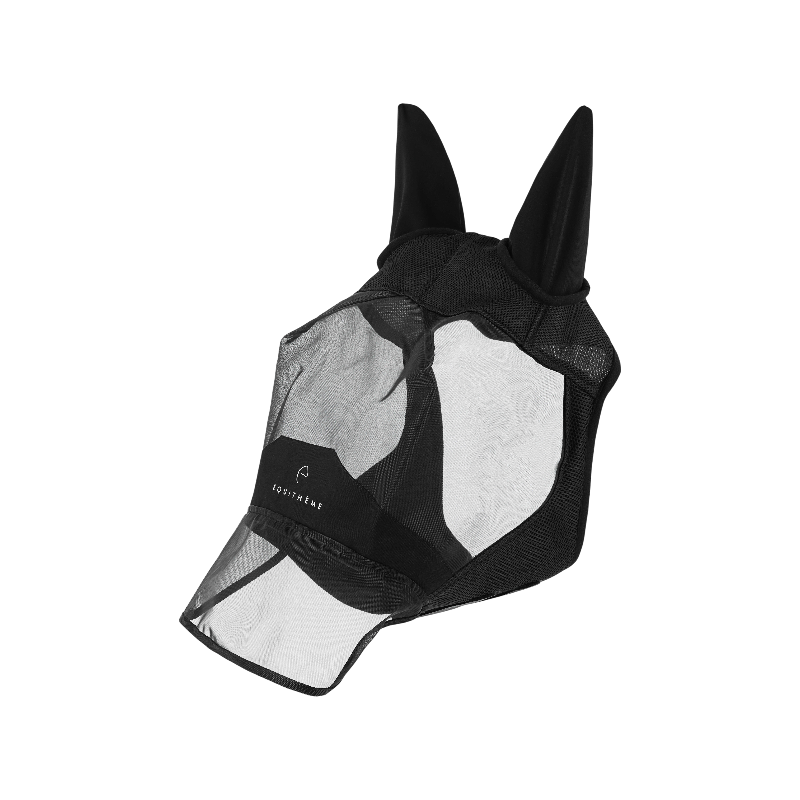 Equithème - Masque anti-mouches et UV Mesh avec oreilles et nez noir | - Ohlala