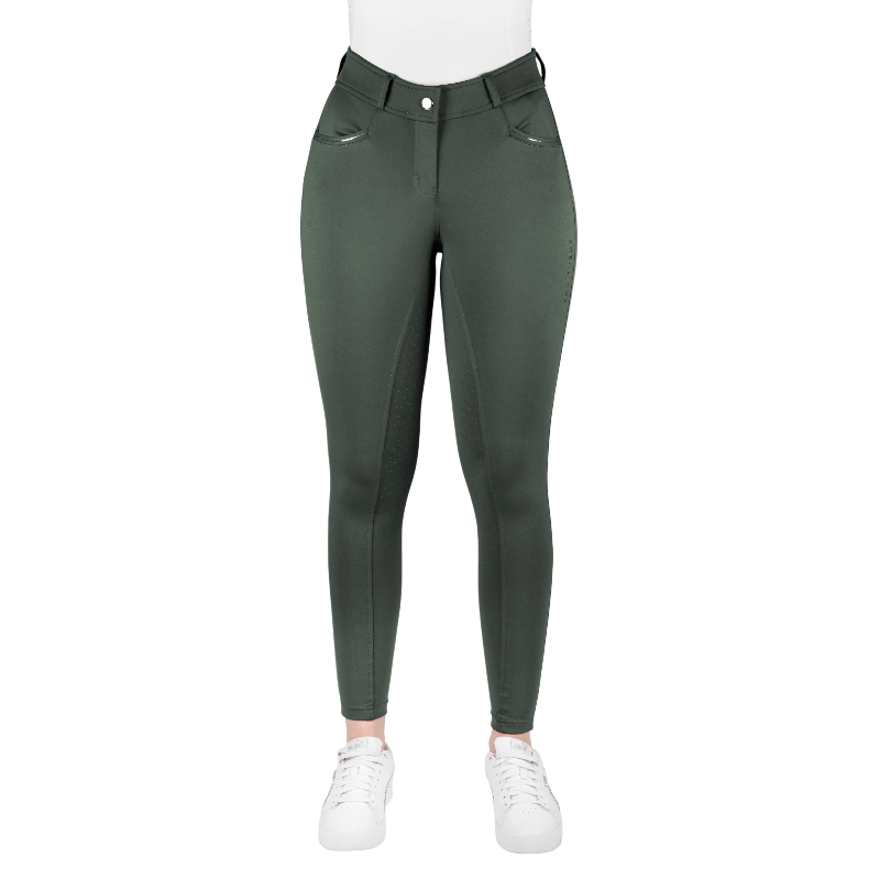 Equithème - Pantalon d'équitation femme Carly kaki