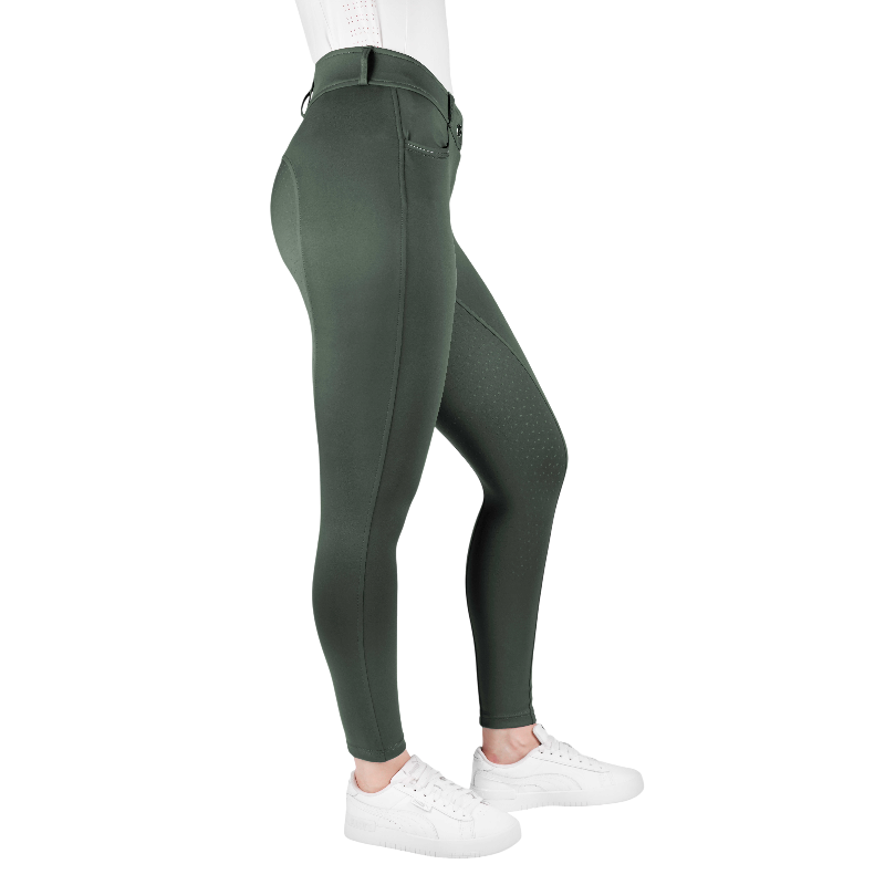 Equithème - Pantalon d'équitation femme Carly kaki